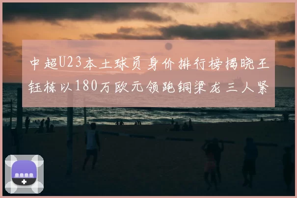 中超U23本土球员身价排行榜揭晓王钰栋以180万欧元领跑铜梁龙三人紧随其后